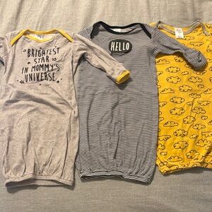 Baby Sleep Gowns Set - Gray, Black, Yellow